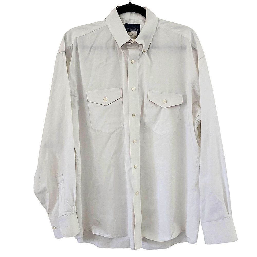 Wrangler White Cotton Button Down Western Shirt Size Large